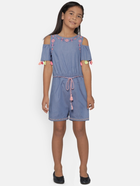 

Natilene Girls Blue Solid Playsuit
