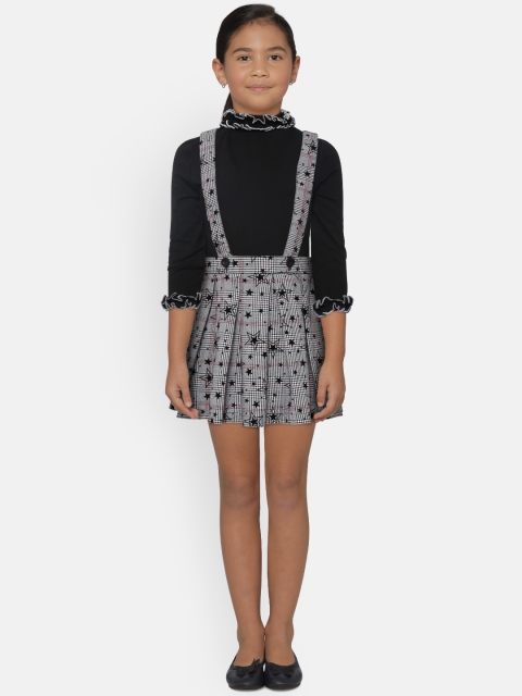 

Natilene Girls Black & Grey Solid Top with Skirt