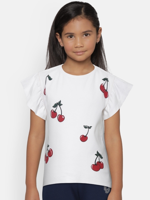 

Natilene Girls White & Red Printed Top