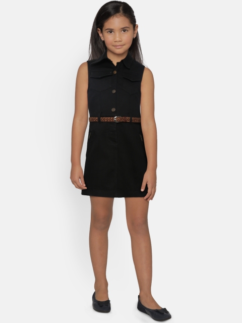 

Natilene Girls Black Solid Shirt Dress