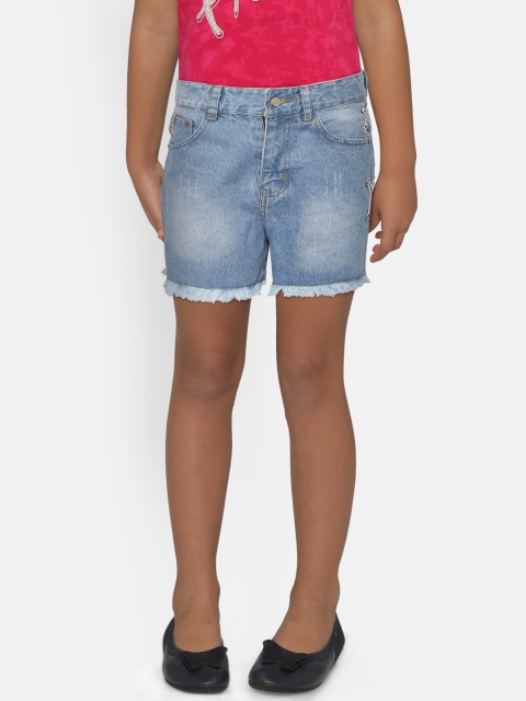

Natilene Girls Blue Washed Regular Fit Denim Shorts
