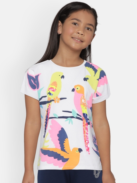 

Natilene Girls White & Pink Printed T-shirt