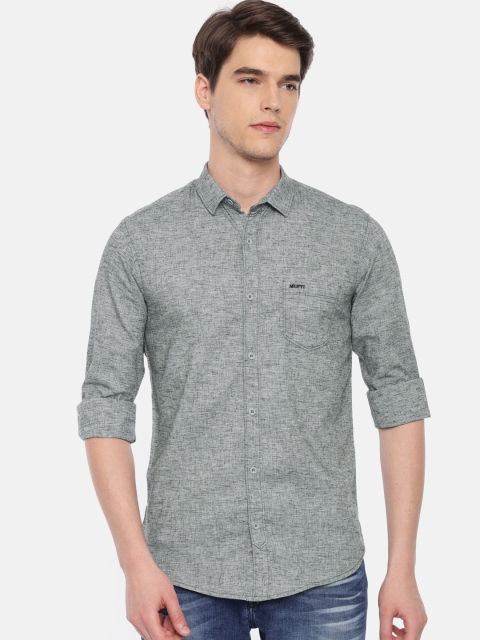 

Mufti Men Grey & Black Solid Casual Shirt