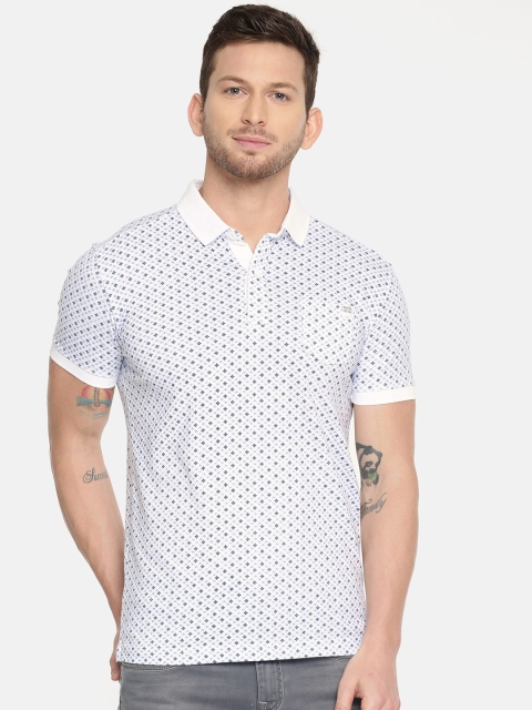 

Mufti Men White Slim Fit Printed Polo Collar T-shirt