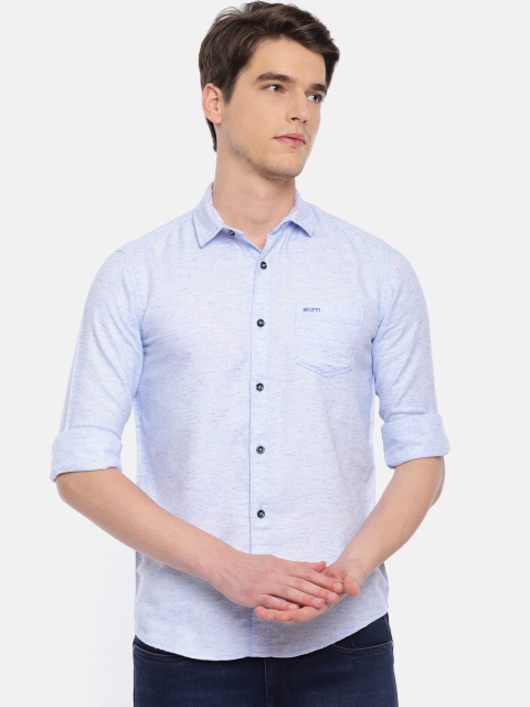 

Mufti Men Blue Slim Fit Solid Casual Shirt