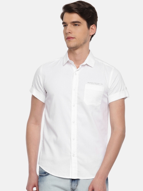 

Mufti Men White Solid Casual Shirt