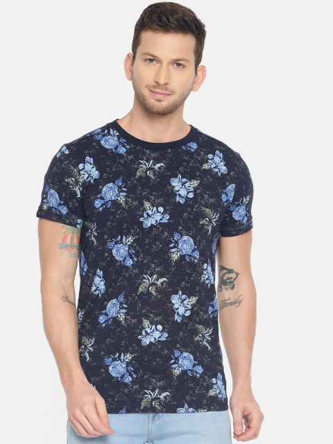 

Mufti Men Navy Blue Printed Round Neck T-shirt