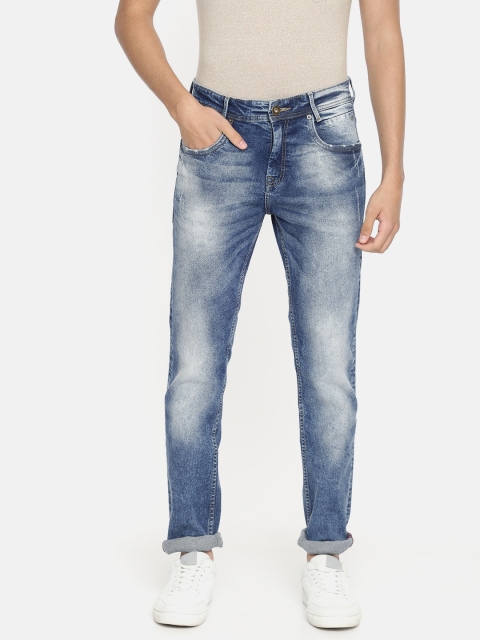 

Mufti Men Blue Regular Fit Mid-Rise Low Distress Stretchable Jeans