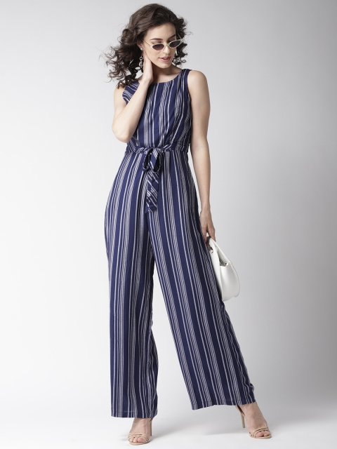 

20Dresses Women Navy Blue & Grey Striped Basic Jumpsuit