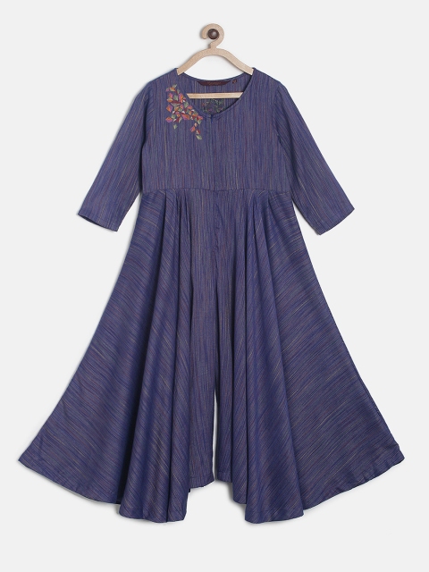 

Sangria Girls Navy Blue Self Design Basic Jumpsuit