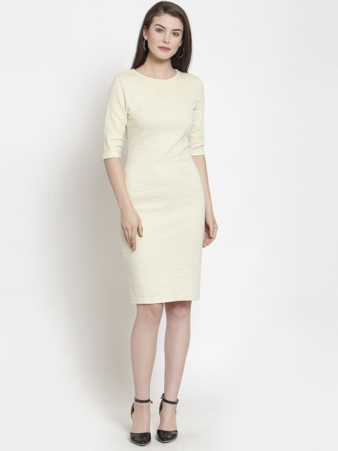 

Purplicious Women Yellow Striped Bodycon Dress