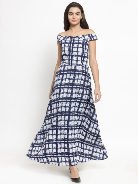 

Purplicious Women Blue Printed Fit and Flare Dress