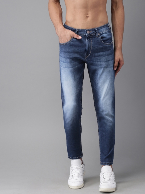

HERE&NOW Men Blue Anlke Slim Tapered Fit Mid-Rise Clean Look Stretchable Jeans Jeans, Na