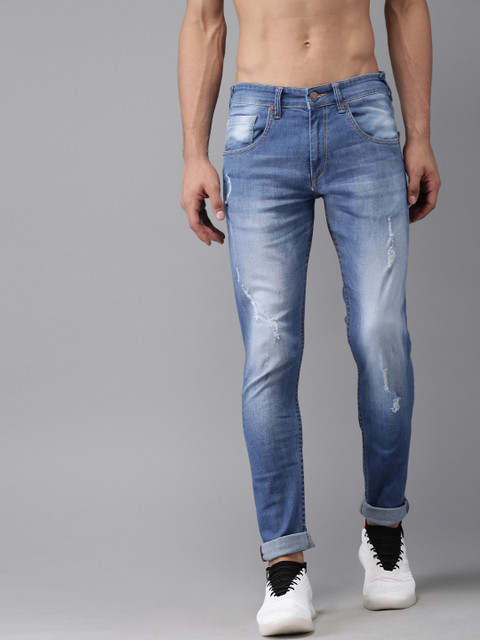 

HERE&NOW Men Blue Skinny Fit Mid-Rise Mildly Distressed Stretchable Jeans