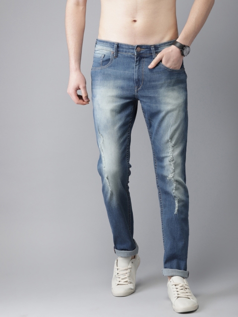 

HERE&NOW Men Blue Slim Fit Mid-Rise Mildly Distressed Stretchable Jeans