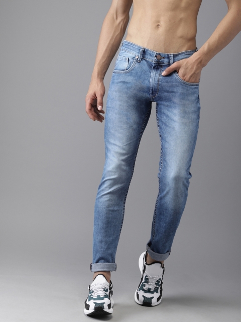 

HERE&NOW Men Blue Skinny Fit Mid-Rise Clean Look Stretchable Jeans