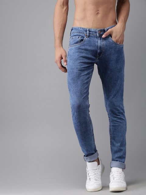 

HERE&NOW Men Blue Skinny Fit Mid-Rise Clean Look Stretchable Jeans