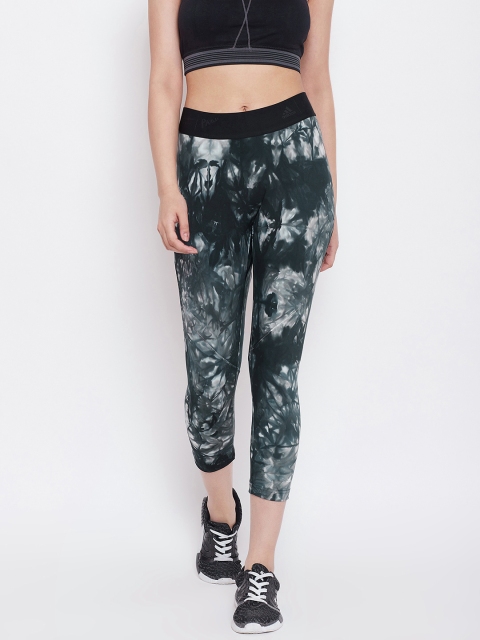 

ADIDAS Women Charcoal Grey & Off-White Parle Ask Printed Cropped Training Tights