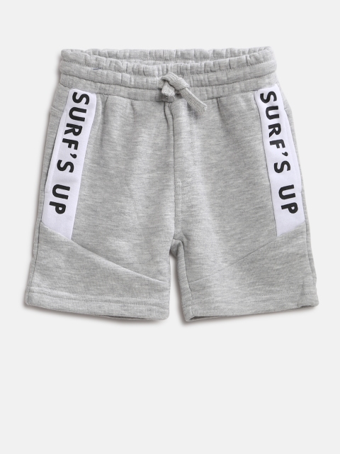 

Fox Boys Grey Melange Solid Regular Fit Shorts with Printed Detail