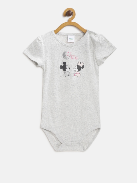 

Fox Girls Grey Melange Printed Bodysuit