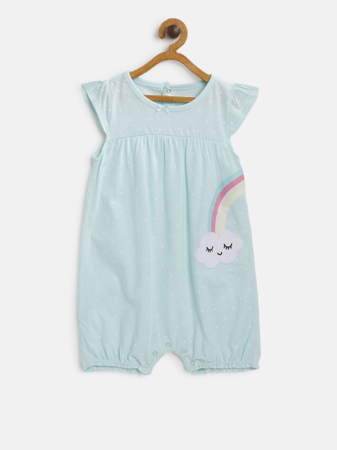 

Fox Girls Mint Green & White Dot Print Rompers