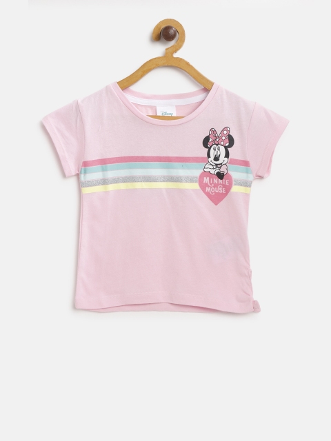 

Fox Girls Pink Printed Striped Round Neck T-shirt