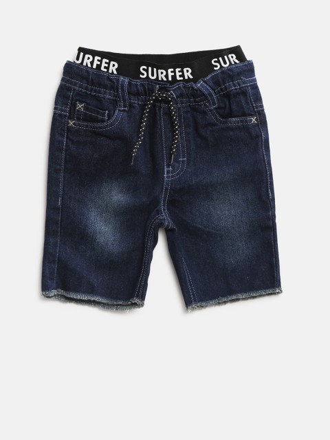 

Fox Boys Navy Blue Washed Regular Fit Denim Shorts