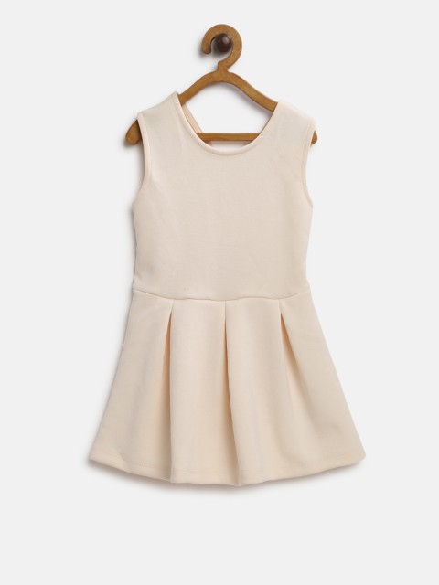 

Fox Girls Peach-Coloured Solid Fit and Flare Dress