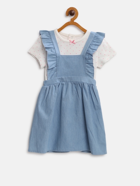 

Fox Girls Blue Solid Pinafore Dress