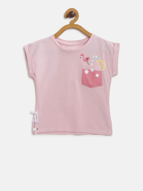 

Fox Girls Pink Solid Round Neck T-shirt