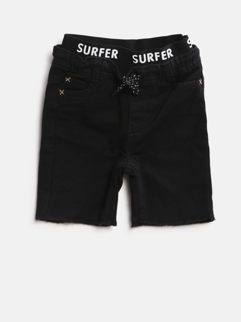 

Fox Boys Black Solid Regular Fit Denim Shorts