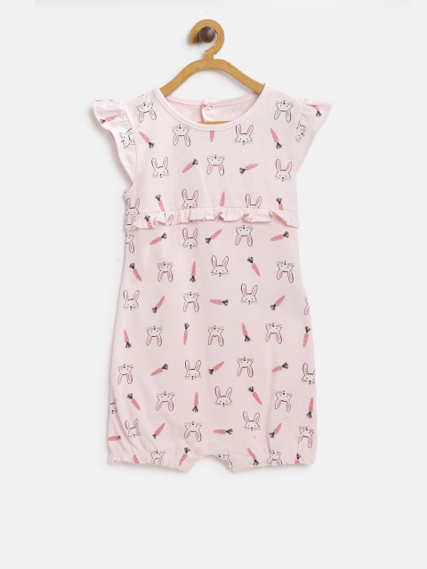 

Fox Girls Pink & Black Printed Rompers