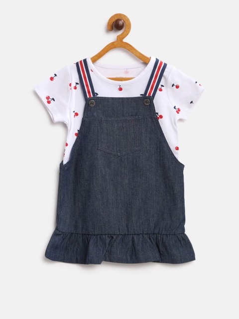 

Fox Girls Navy Blue Solid Pinafore Dress