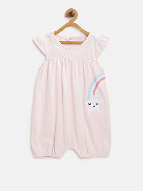 

Fox Girls Pink & White Dot Print Rompers