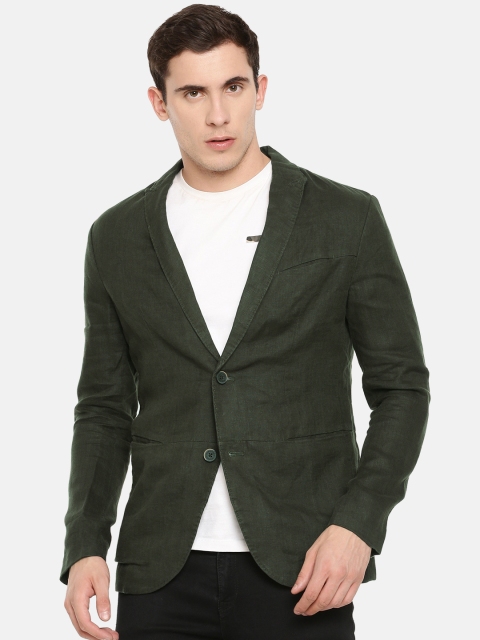 

Jack & Jones Men Soild Olive Green Slim Fit Single Breasted Casual Blazer