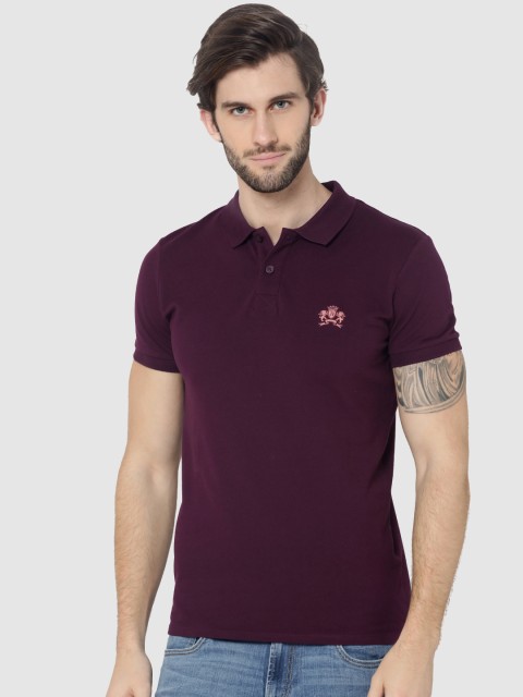 

Jack & Jones Men Burgundy Solid Polo Collar T-shirt