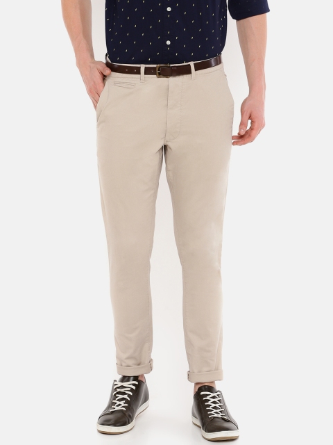 

Jack & Jones Men Beige Macro Slim Fit Solid Chinos