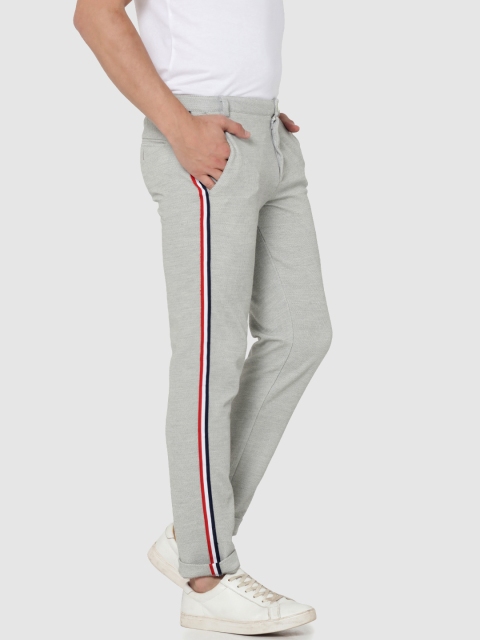 

Jack & Jones Men Grey Slim Fit Self Design Regular Trousers