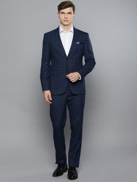 

Louis Philippe Men Navy Blue Slim Fit Self-Checked Single-Breasted Formal Suit