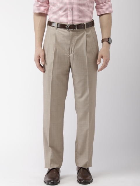 

Park Avenue Men Beige Comfort Regular Fit Solid Formal Trousers