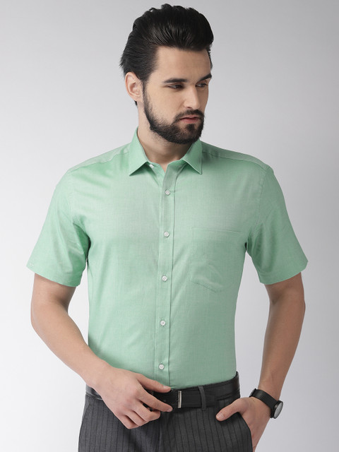 

Park Avenue Men Sea Green & White Regular Fit Self Design Formal Shirt