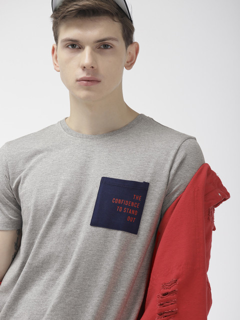 

Harvard Men Grey Melange Solid Round Neck T-shirt