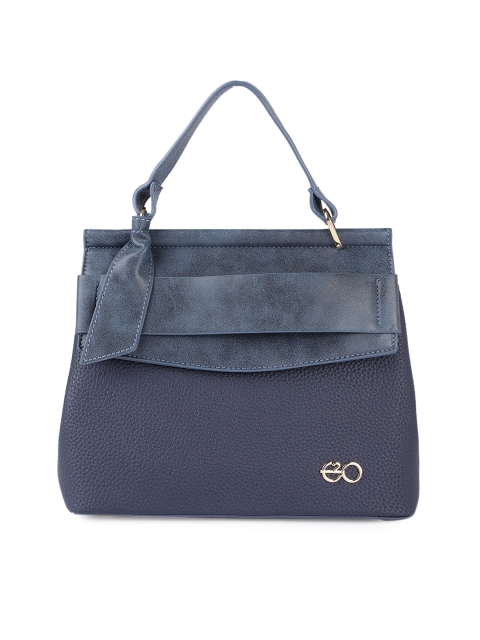 

E2O Navy Blue Textured Satchel