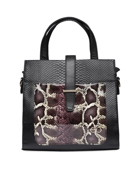 

E2O Black & Purple Printed Handheld Bag