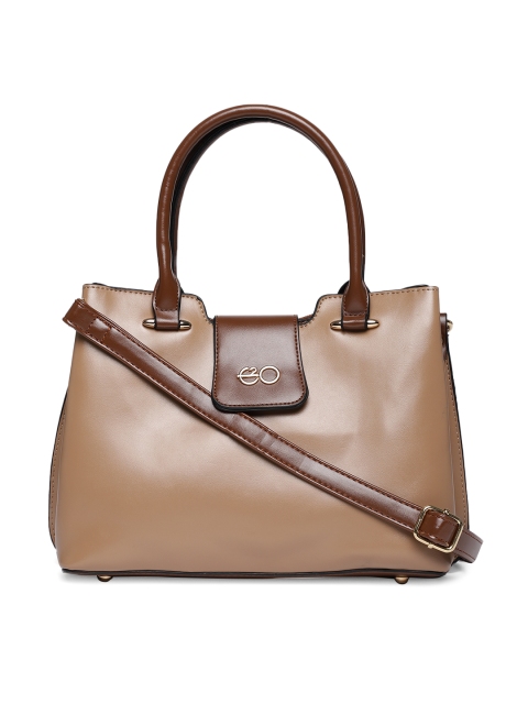 

E2O Beige & Brown Solid Handheld Bag