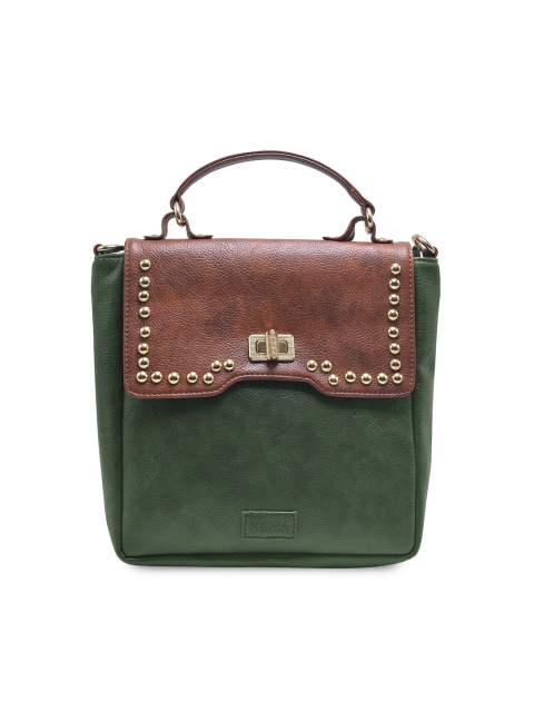 

HORRA Green & Brown Colourblocked Satchel