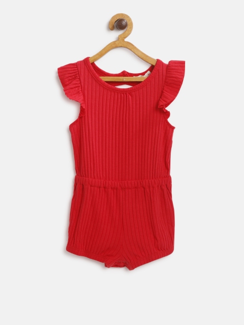 

Fox Girls Red Self-Striped Rompers