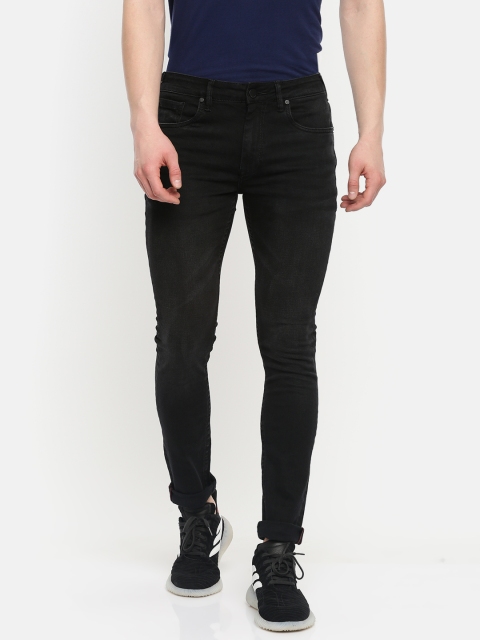 

HERE&NOW Men Black Skinny Fit Mid-Rise Clean Look Stretchable Jeans