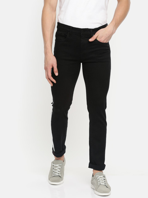

HERE&NOW Men Black Slim Fit Mid-Rise Clean Look Stretchable Jeans