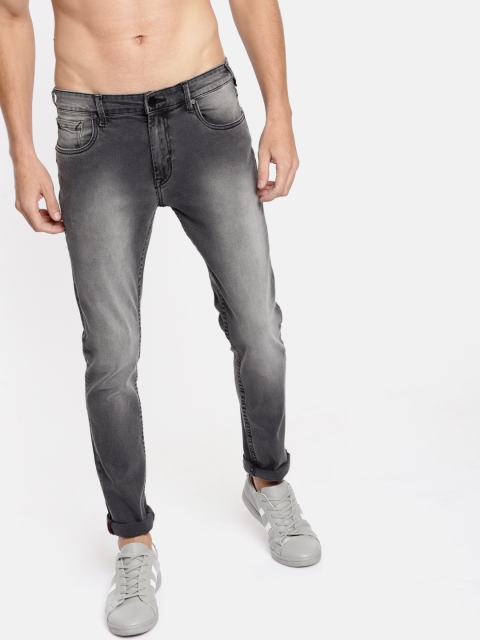 

HERE&NOW Men Black Slim Fit Mid-Rise Clean Look Stretchable Jeans